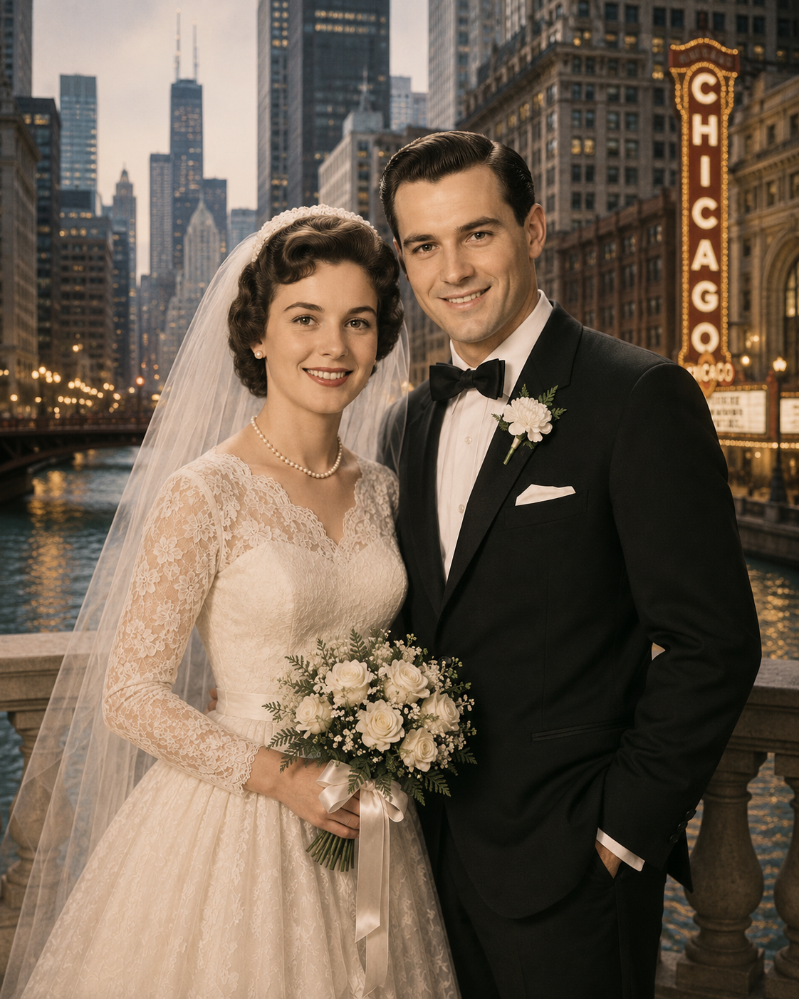 Margaret and Harold's wedding portrait — Chicago, May 14, 1967